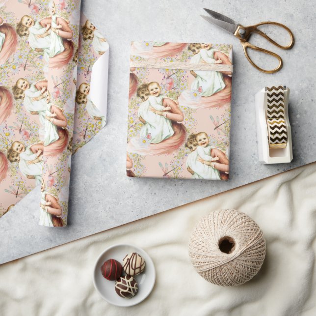 Baby Girl Vintag Wrapping Paper pink Geschenkpapier (Basteln)