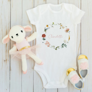 Baby Girl Watercolor Blumenschrift Strampler