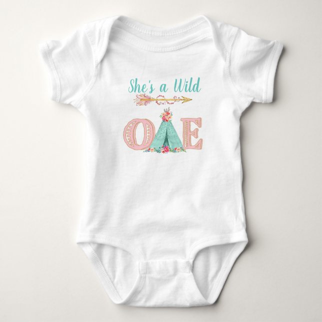 Baby Girl Wild One Birthday Party Shirts (Vorderseite)