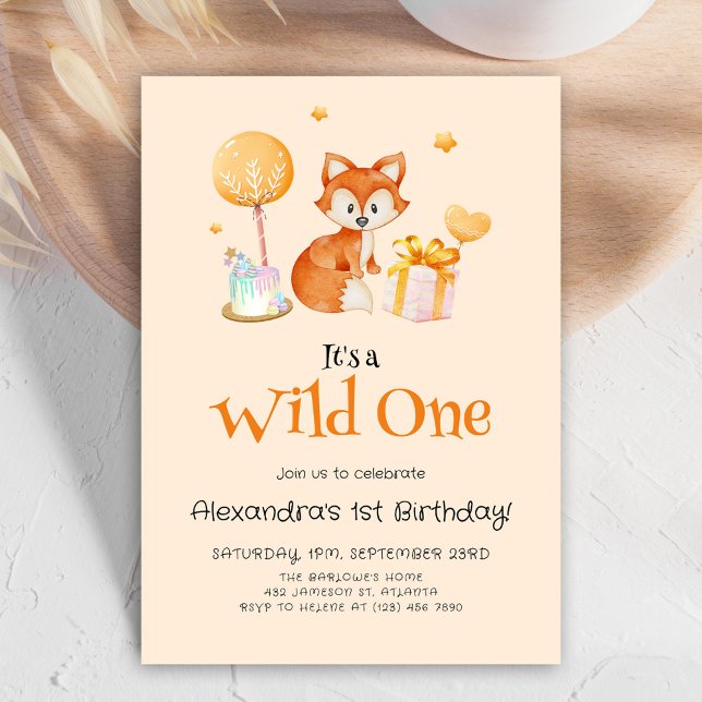 Baby Girl Wild One erster Geburtstag Einladung (Baby Girl Wild One First Birthday Invitation)