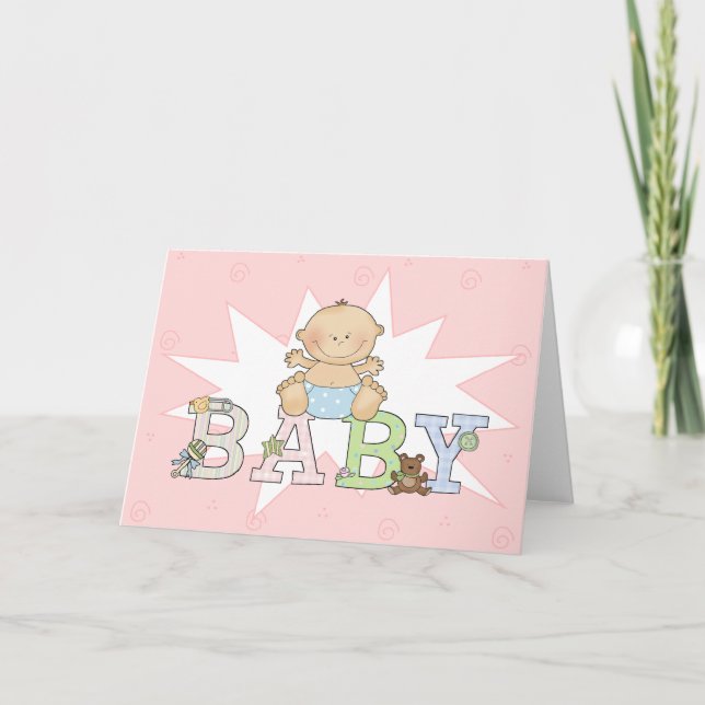 Baby Girl with Pink Background Blank New Baby Ankündigung (Vorderseite)