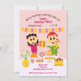 Baby Girl zweiten Geburtstag Süßkuchen Einladung