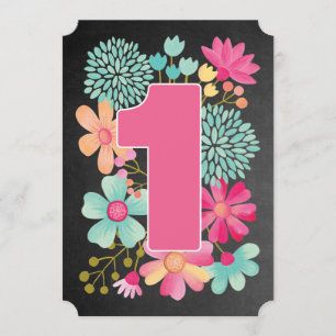 Baby Girls 1st Birthday Numéro 1 Invitation de fêt