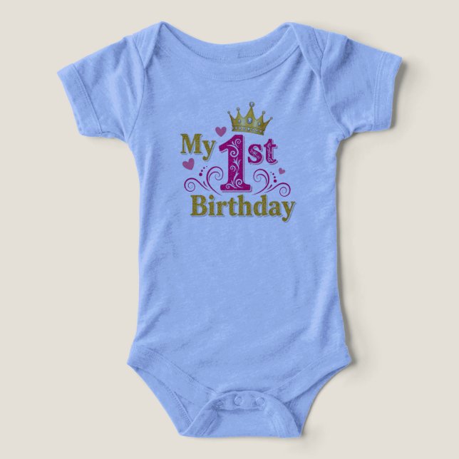Baby Girl's 1st Birthday Tri-Blend Bodysuit (Design Recto)