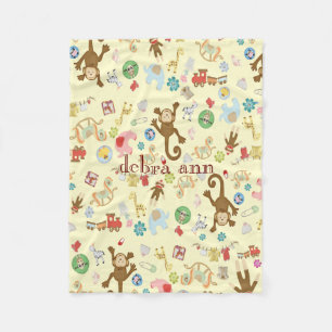 Baby Girl's Animal Toys mit Monogramm Fleecedecke