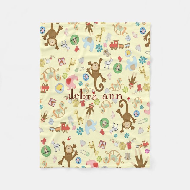 Baby Girl's Animal Toys mit Monogramm Fleecedecke (Vorderseite)