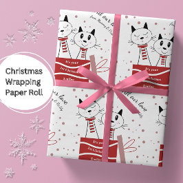 Baby Girls Erste Weihnachtskatzen Rosa Rot Geschenkpapier