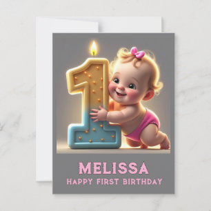 " BABY GIRL'S ERSTER GEBURTSTAG " POSTKARTE