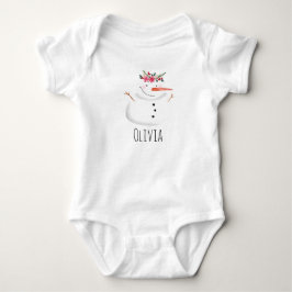 Baby Girls First Christmas Blume Snowman und Name Baby Strampler