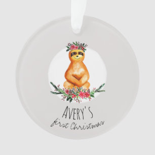 Baby Girl's First Christmas Festivals Slot und Nam Ornament