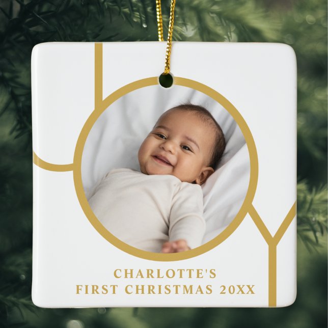Baby Girl's First Christmas Foto Keramikornament (Von Creator hochgeladen)