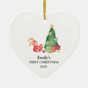 Baby Girl's First Christmas Ornament, Baby's First Keramik Ornament