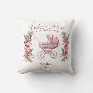 Baby Girl's First Christmas Throw Kissen