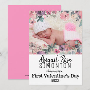 Baby Girl's First Valentine's Day Foto Card Einladung