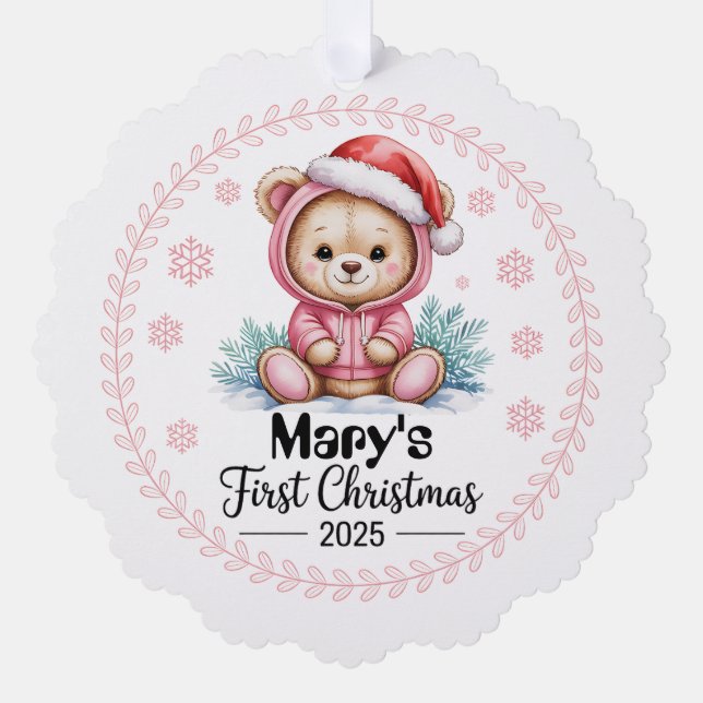 Baby Girl's First Xmas Ornament - Personalisiert (Vorderseite)