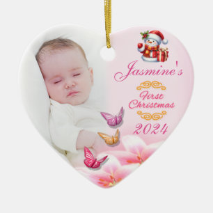 Baby Girls Foto Erste Weihnachtsdekoration pink Keramik Ornament