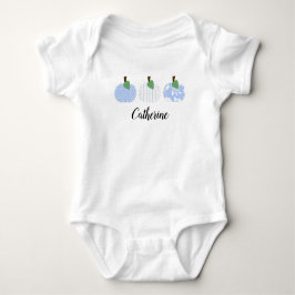 Baby Girls Light Blue Pumpkin Trio Baby Strampler