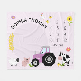 Baby Girls Niedlich Pink Farm Tiertraktor Mileston Fleecedecke