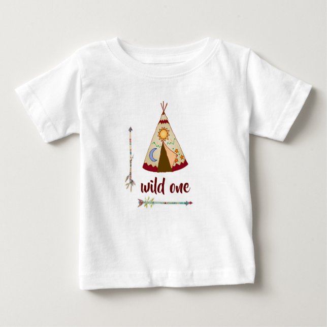 Baby Girls T - Shirt - Wild One Teepee (Vorderseite)