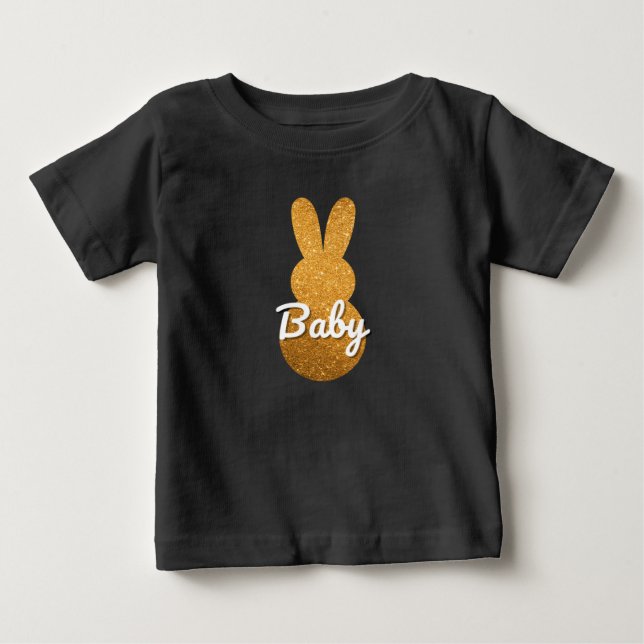 Baby Glitzer Bunny Bodysuit - Niedliches Familienf Baby T-shirt (Vorderseite)