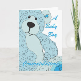 Baby-Glückwunsch-Teddybär im Blau Karte