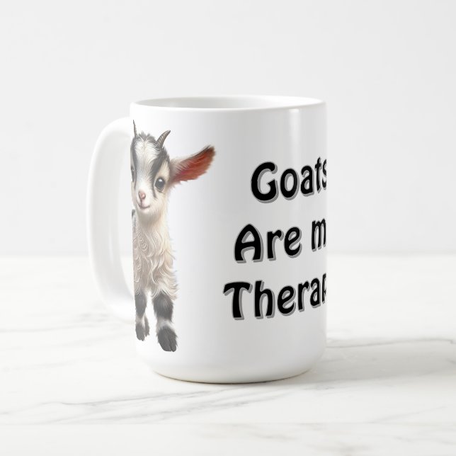 Baby Goat mit Fluffy Fur und hellen Ausdrücken Kaffeetasse (Vorderseite Links)
