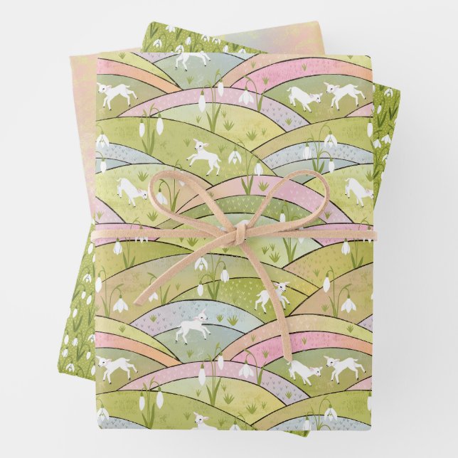 Baby Goats and Snowdropp Set von Three Spring Geschenkpapier Set (Beispiel)