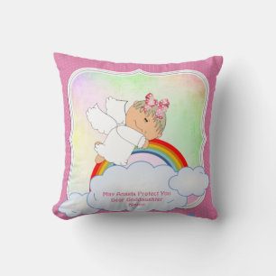 Baby Godtochter Gift Taufe Kommunion Angel Pink Kissen