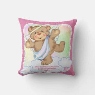 Baby Godtochter Gift Taufe Kommunion Angel Pink Kissen