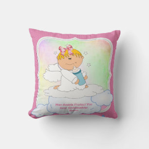 Baby Godtochter Gift Taufe Kommunion Angel Pink Kissen