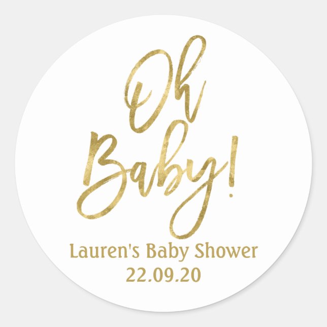 Baby Gold Babydusche Runder Aufkleber (Vorderseite)