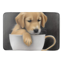 Baby Golden Retriever in a Tea Cup Graphic Badematte