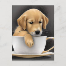 Baby Golden Retriever in a Tea Cup Graphic