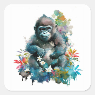 Baby Gorilla Square Sticker