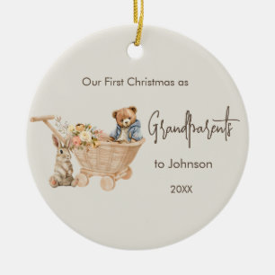 Baby Grandeltern Erstes Weihnachtsfest Foto Teddy  Keramik Ornament