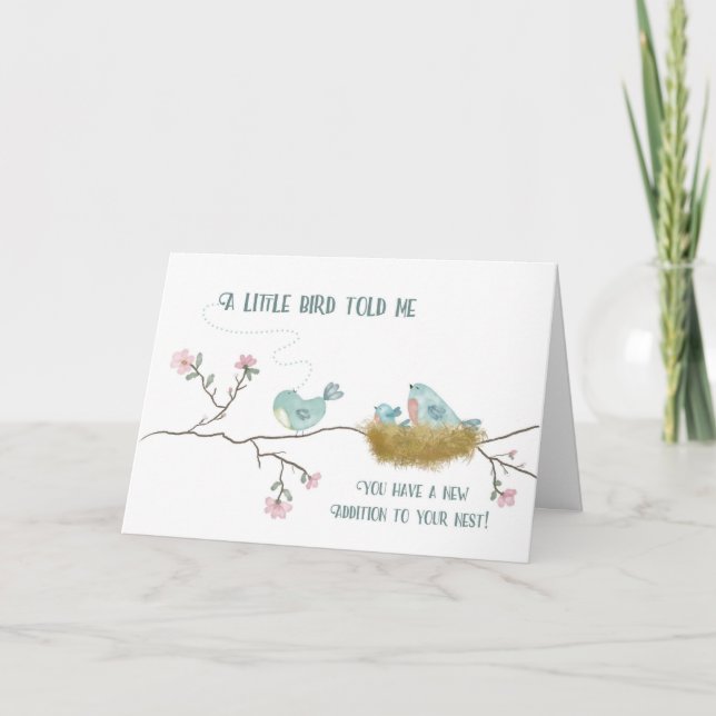 Baby Gratulation an ein wenig Birdie Told Me Bird Karte (Vorderseite)
