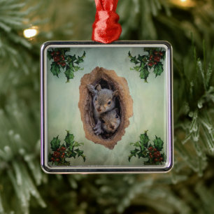 Baby Gray Eichhörnchen Weihnachten Ornament Aus Metall