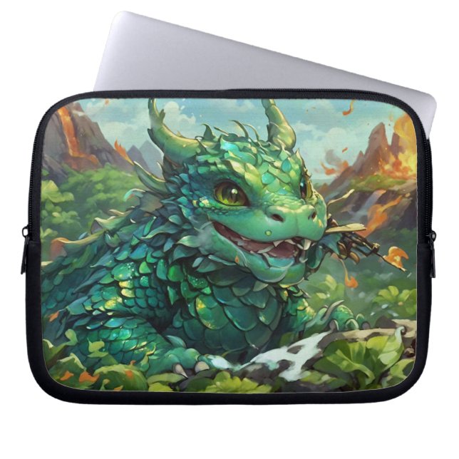 Baby Green Hawaiian Fire Dragon & Volcanoys Laptopschutzhülle (Vorderseite)