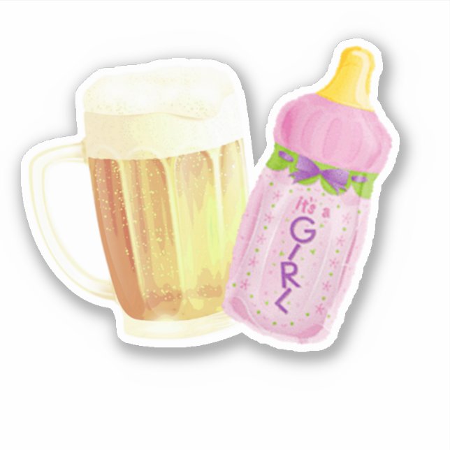 Baby GRILLEN und Beer | Thema Sommerdusche im Frei Aufkleber (Vorderseite)