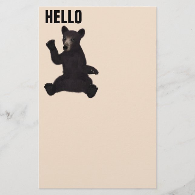 BABY GRIZZLY BEAR HELLO BRIEFPAPIER (Vorderseite)