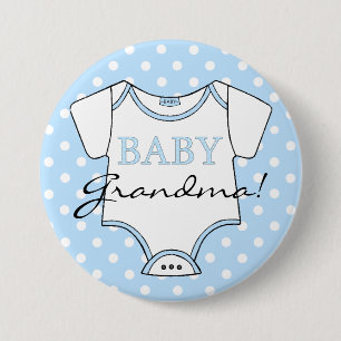 Baby-Großmutter-Blau mit weißen Punkten Button
