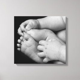 Baby Hände und Füße schwarz und weiß Leinwanddruck