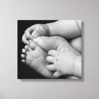 Baby Hände und Füße schwarz und weiß Leinwanddruck