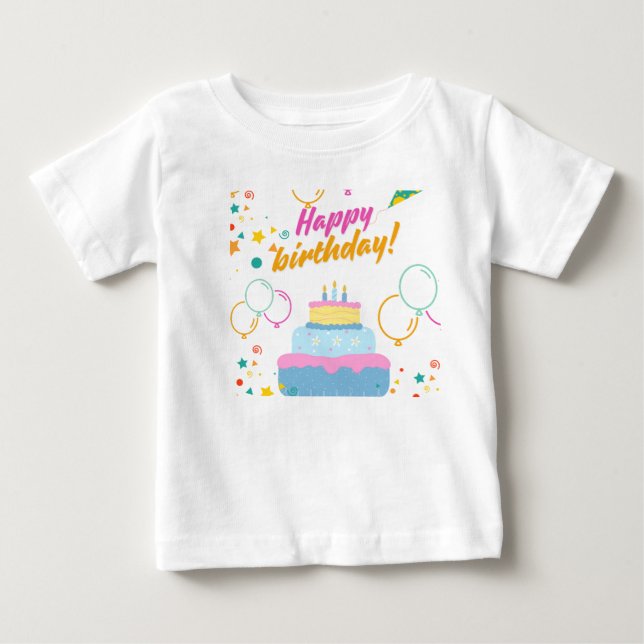 Baby Happy Birthday Printable T - Shirt Geschenkde (Vorderseite)