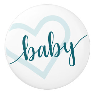 Baby Heart Aquamarin Dark Midnight Green Geblüht Keramikknauf