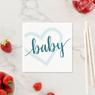 Baby Heart Aquamarin Dark Midnight Green Geblüht Serviette