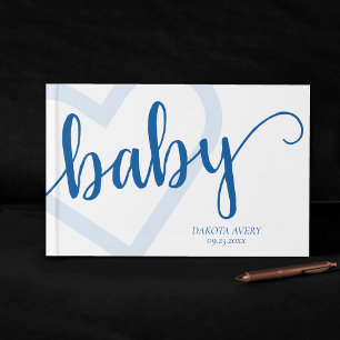 Baby Heart Cerulean Blue Classic Blüh Script Gästebuch