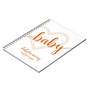 Baby Heart Fall Burnt Orange Blüh Script Notizblock