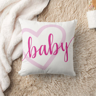 Baby Heart Hot Pink Magenta Blühe Skript Kissen