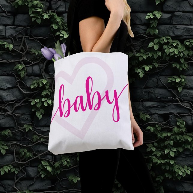 Baby Heart | Hot Pink Magenta Blühe Skript Tasche (Von Creator hochgeladen)